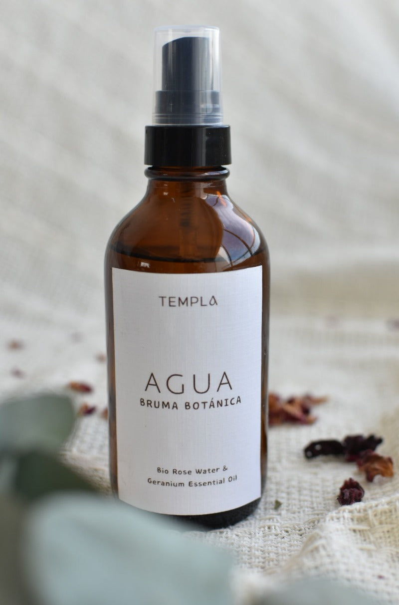 Agua de rosas aceite esencial vainilla bruma almohada