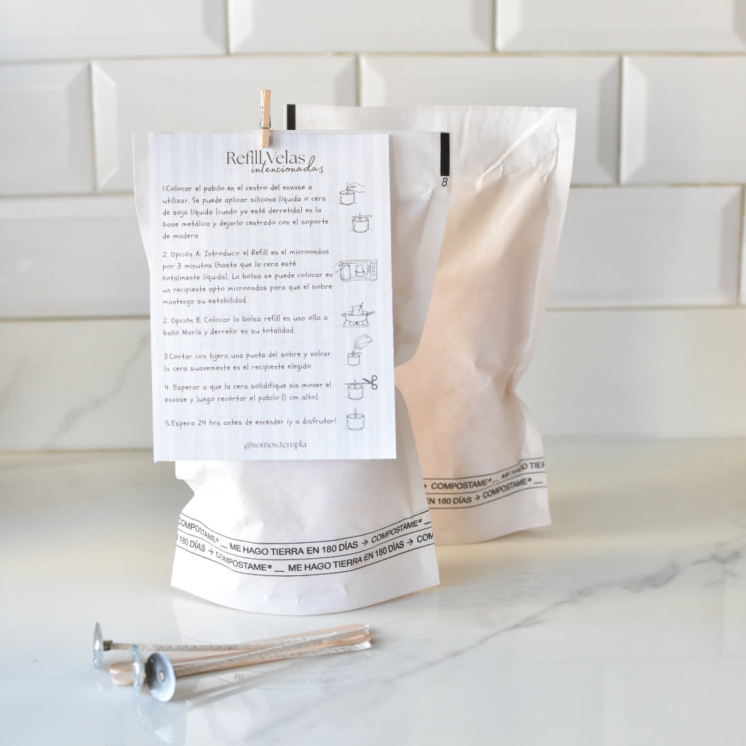 Kit de recarga de cera de soja aromatizada para rellenar envases de velas en casa en Chile