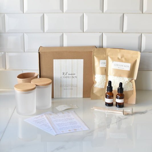 Kit completo para hacer velas de soja intencionadas Templa con envases de vidrio y pabilos