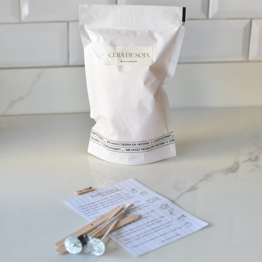 Kit de recarga de cera de soja aromatizada para rellenar envases de velas en casa